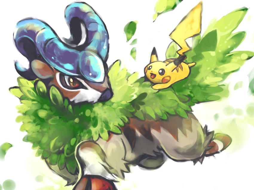 pikachu and gogoat (pokemon) drawn by toneko