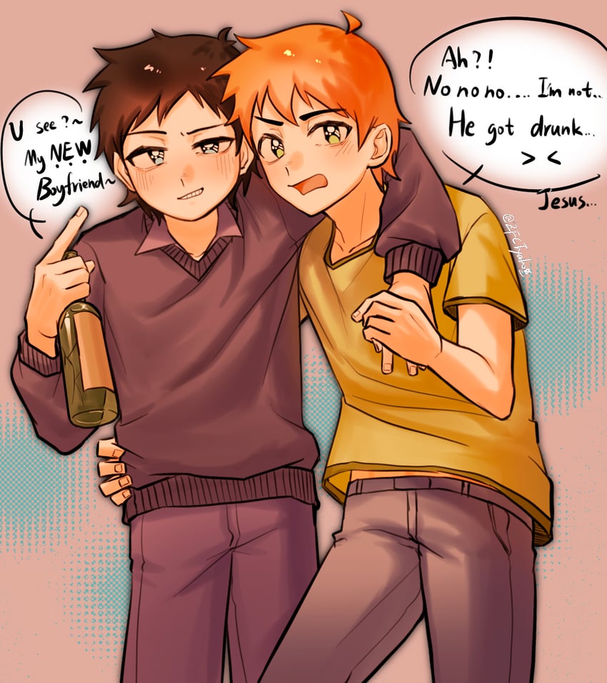 scott pilgrim and wallace wells (scott pilgrim) drawn by chatyako19005