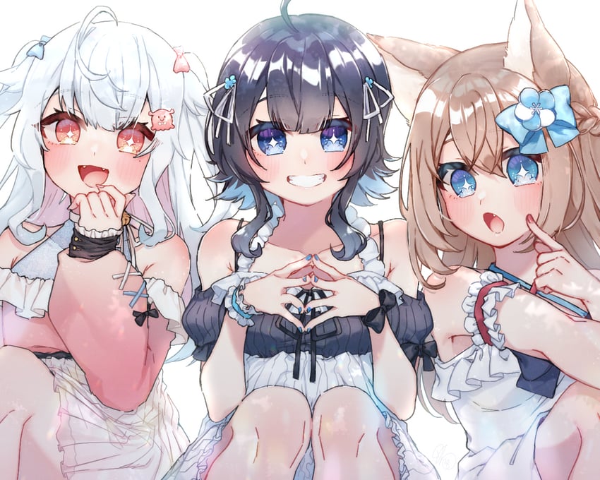 yukinome, yuki michiru, and hanaroku ao (indie virtual youtuber) drawn by hin_ata_696