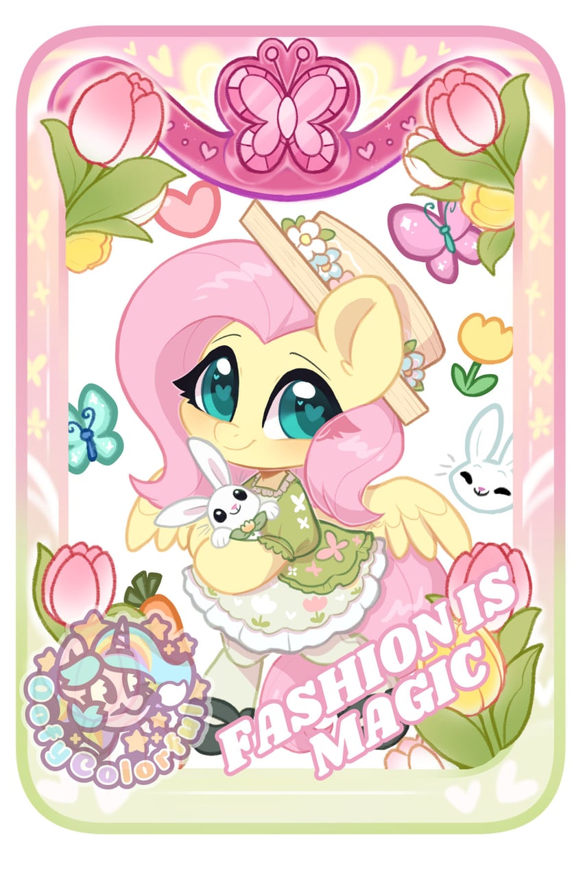 fluttershy and angel bunny (my little pony and 1 more) drawn by oofycolorful