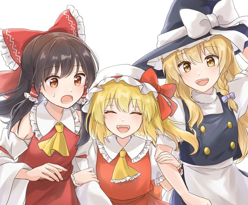 hakurei reimu, kirisame marisa, and flandre scarlet (touhou) drawn by reimu_tyuki
