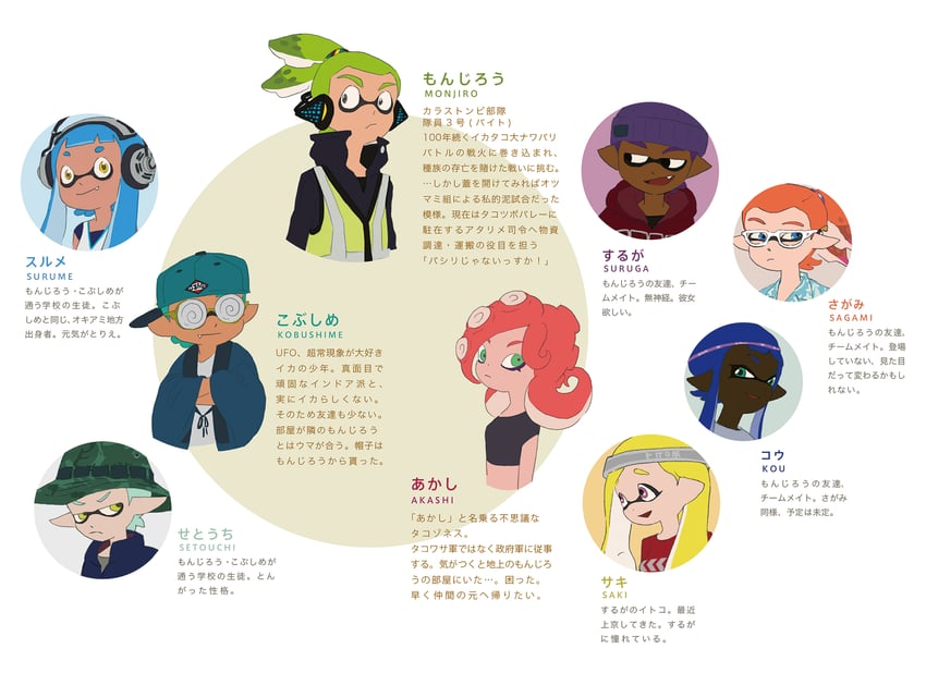 inkling player character, inkling girl, octoling player character, inkling boy, ikamusume, and 10 more (splatoon and 2 more) drawn by katou_(osoraku)