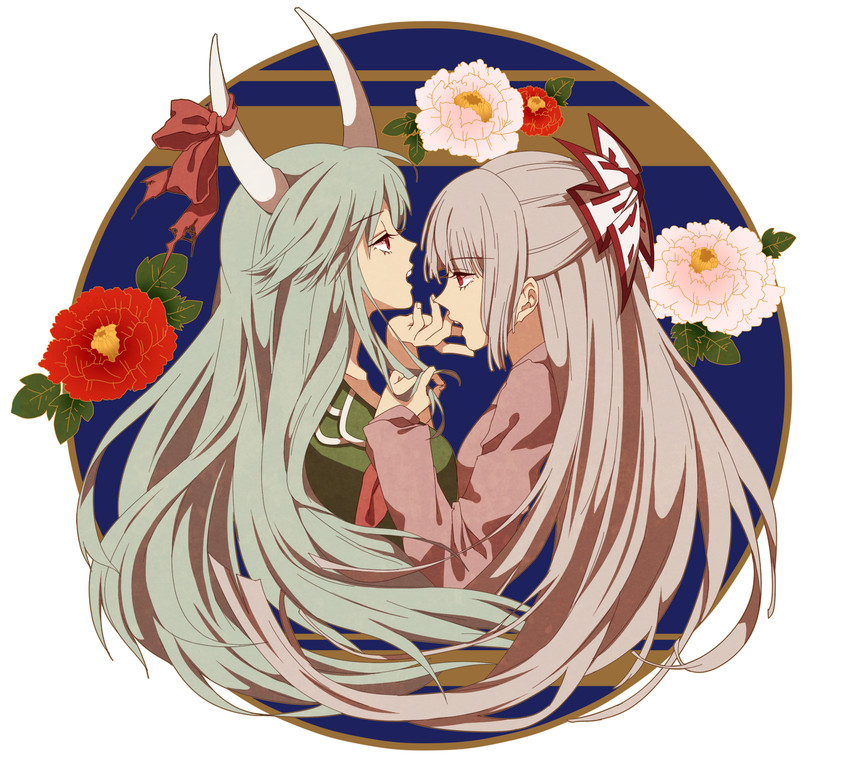 fujiwara no mokou, kamishirasawa keine, and ex-keine (touhou) drawn by hiru0130