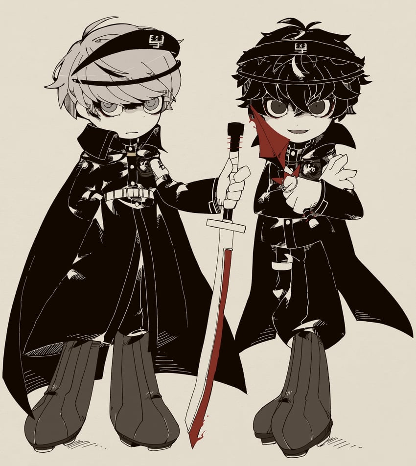 narukami yu and amamiya ren (persona and 3 more) drawn by akesenyou