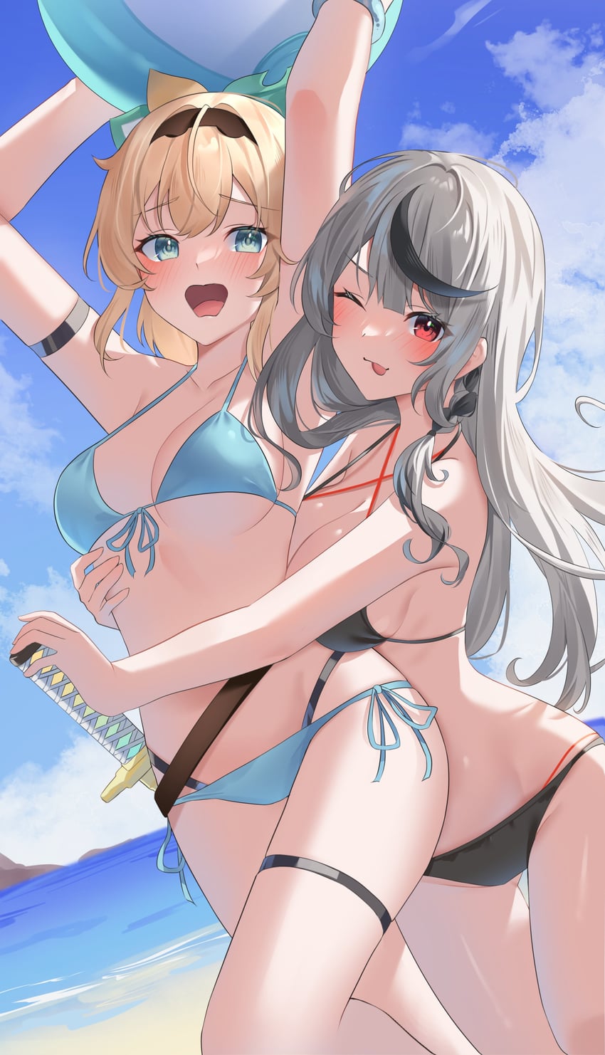 sakamata chloe and kazama iroha (hololive) drawn by pendora1022