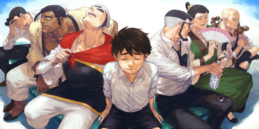 murasame kenji, kusama daisaku, taisou, tetsugyu, doujin issei, and 2 more (giant robo) drawn by hamu_fukurou