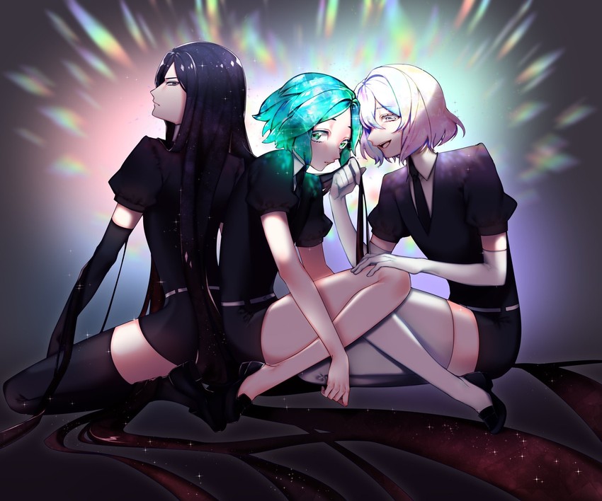 phosphophyllite, diamond, and bort (houseki no kuni) drawn by mashimamashi