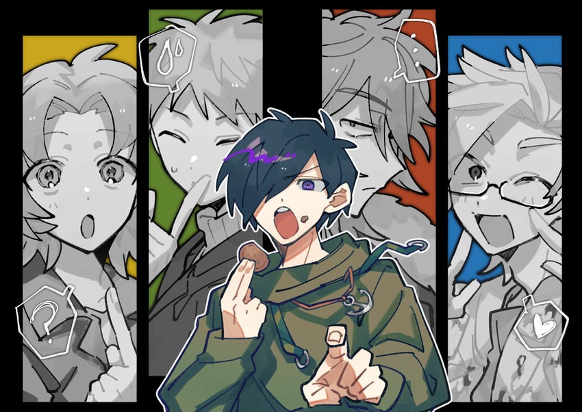 atou haruki, isoi reiji, kanou aogu, shinano eiji, and aiba ibuki (saibou shinkyoku) drawn by dayu_(4kumauo)