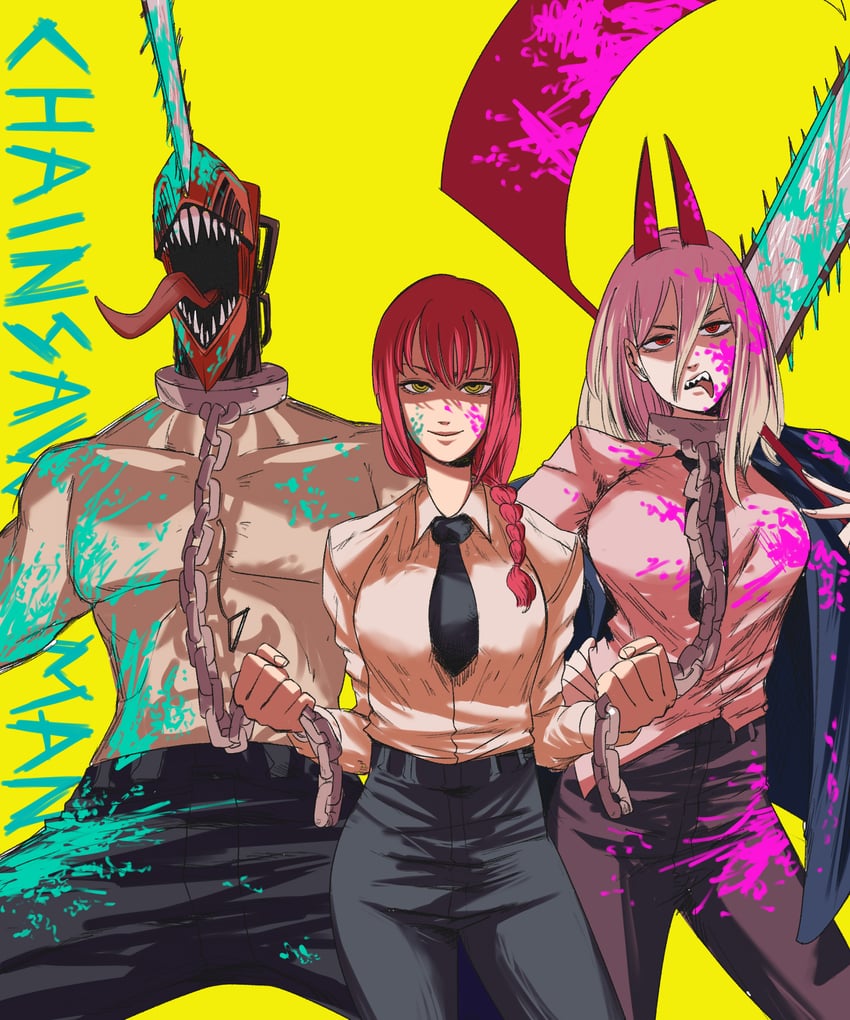 makima, power, and denji (chainsaw man) drawn by tina_fate