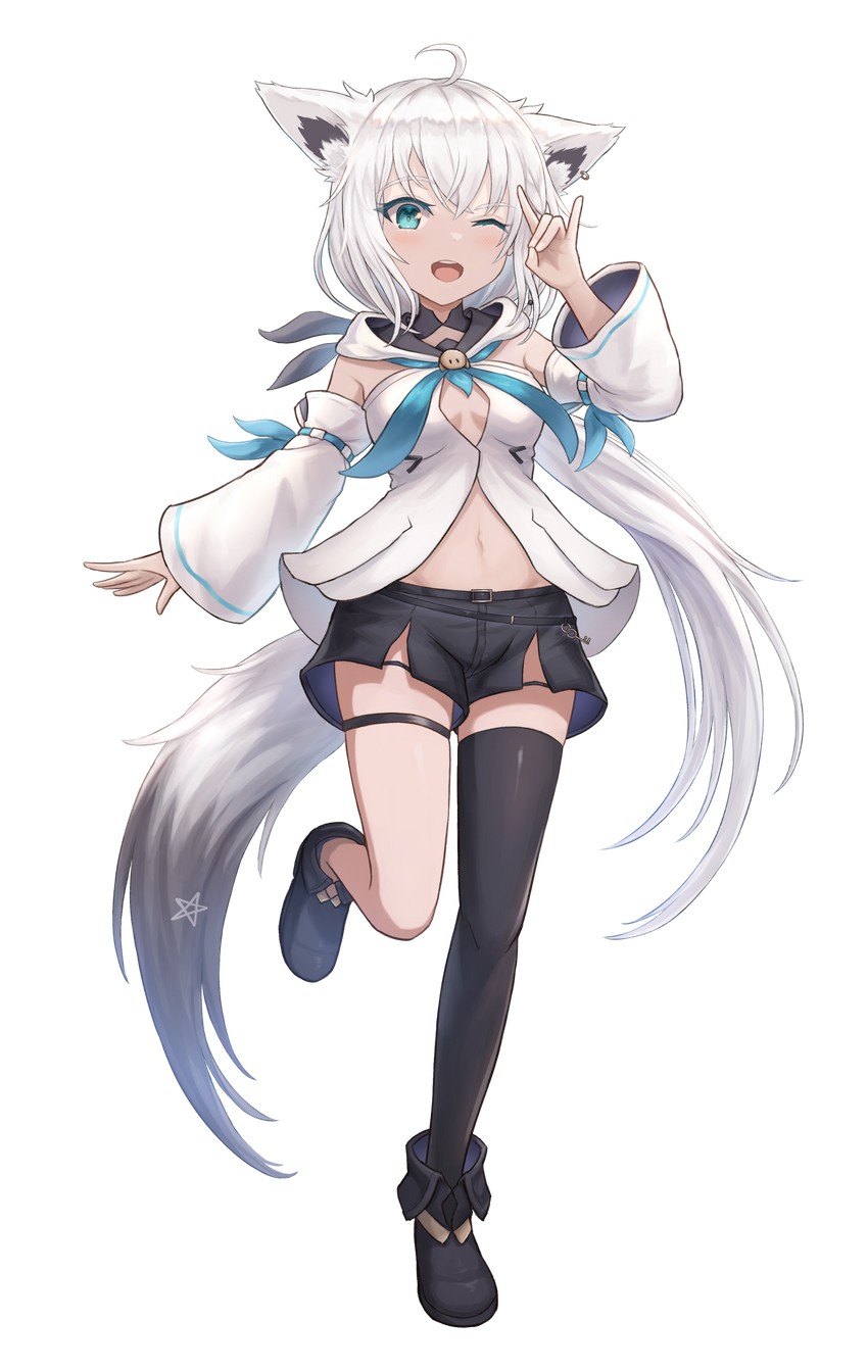 shirakami fubuki (hololive and 1 more) drawn by oridays