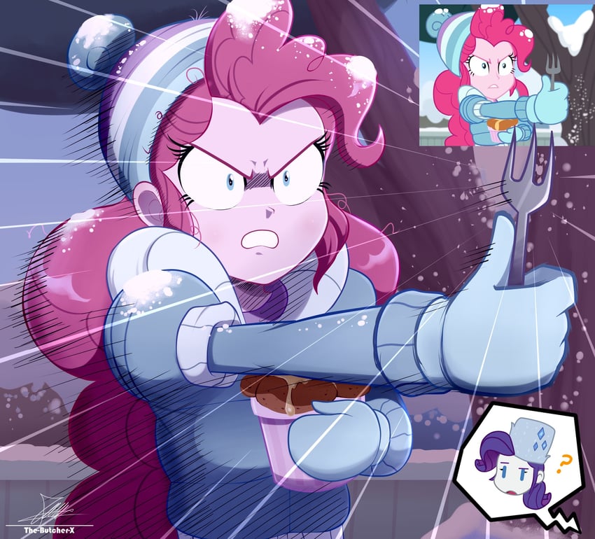 pinkie pie and rarity (my little pony and 2 more) drawn by the-butcher-x
