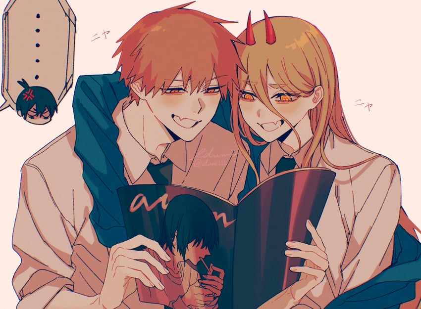 power, denji, and hayakawa aki (chainsaw man) drawn by izumi_(kisshot1126)