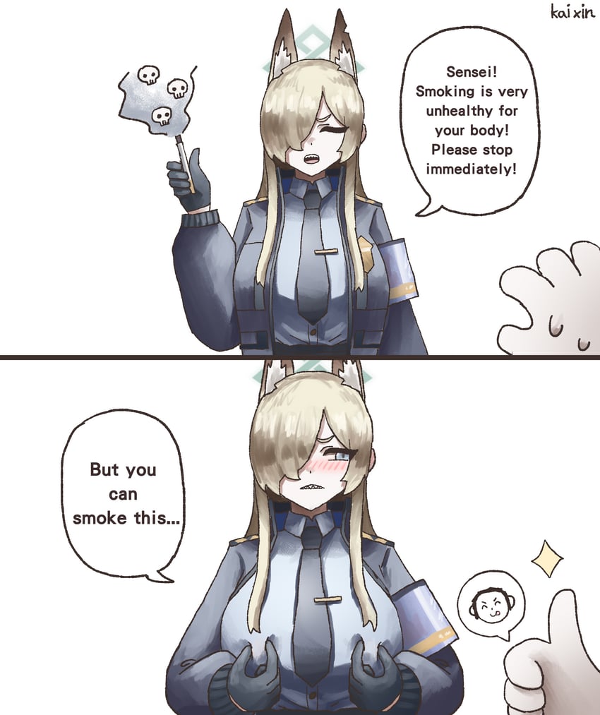 sensei, doodle sensei, and kanna (blue archive) drawn by kai_xin