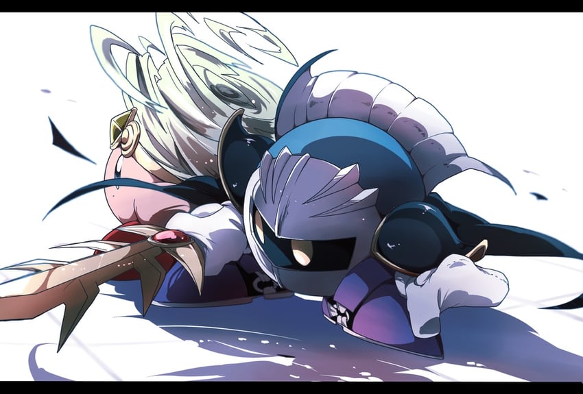 kirby, meta knight, and tornado kirby (kirby) drawn by baku_(baku325)