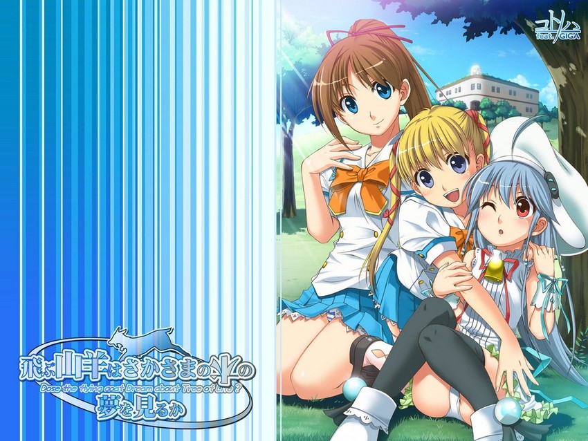 kimikawa mina, eiru, and kouno nanoha (tobu yagi wa sakasama no ki no yume wo miruka) drawn by bomi