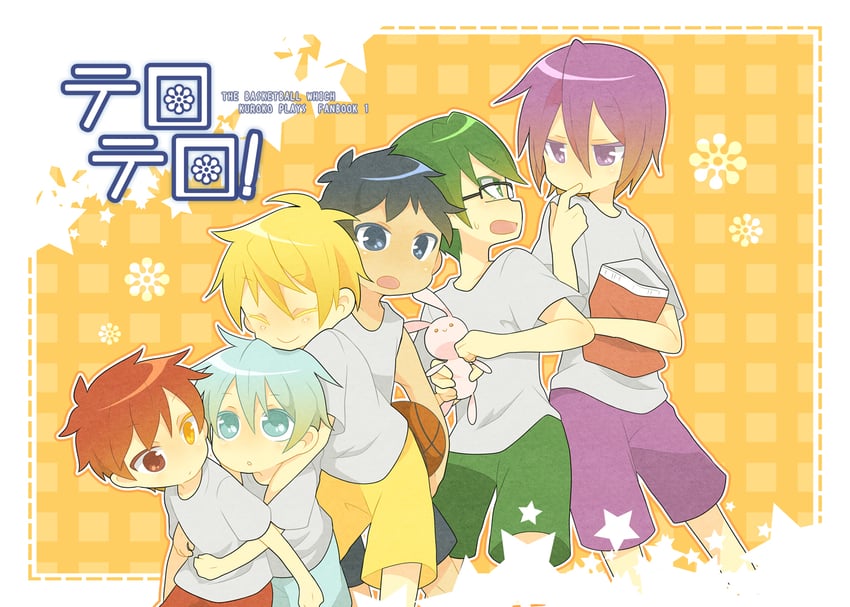 kuroko tetsuya, aomine daiki, kise ryouta, akashi seijuurou, midorima shintarou, and 1 more (kuroko no basuke) drawn by amakusa_yuuki