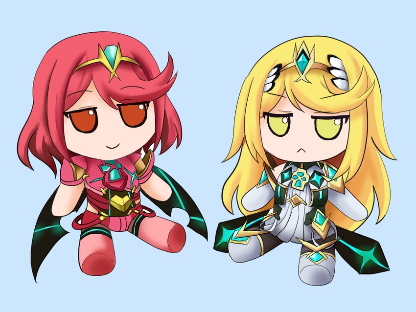 pyra and mythra (xenoblade chronicles and 1 more) drawn by kyomu_(zerokyomu)
