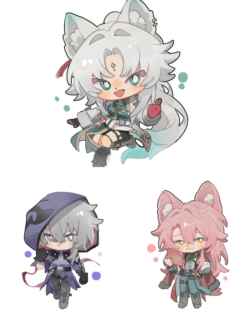 feixiao, jiaoqiu, and moze (honkai and 1 more) drawn by yaoshanyeyu