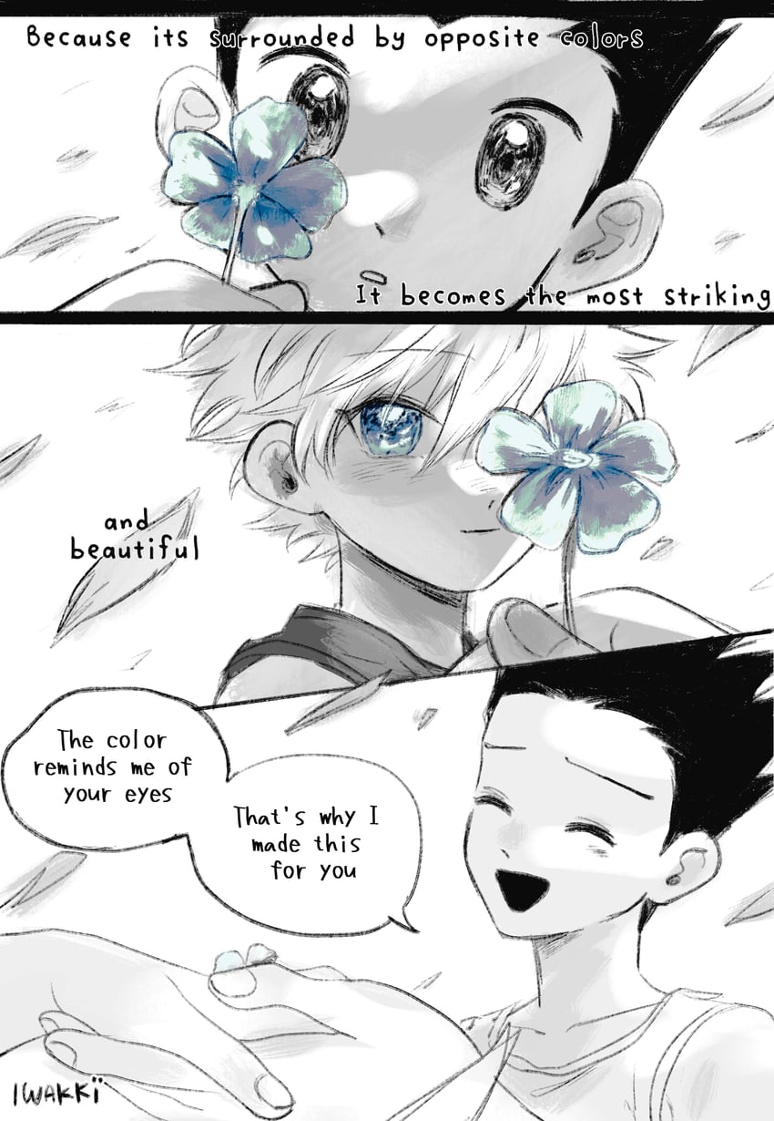 killua zoldyck and gon freecss (hunter x hunter) drawn by iwakki