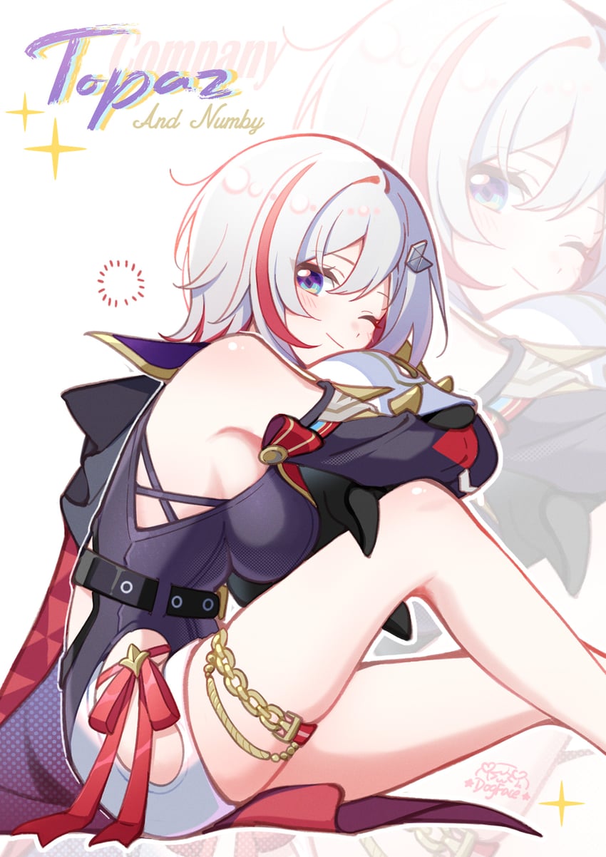 topaz, trotter, and numby (honkai and 1 more) drawn by gou_lianlian_dogface