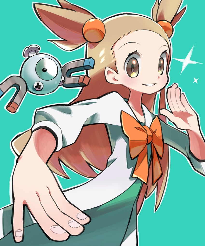 magnemite and jasmine (pokemon and 1 more) drawn by hyou_(hyouga617)