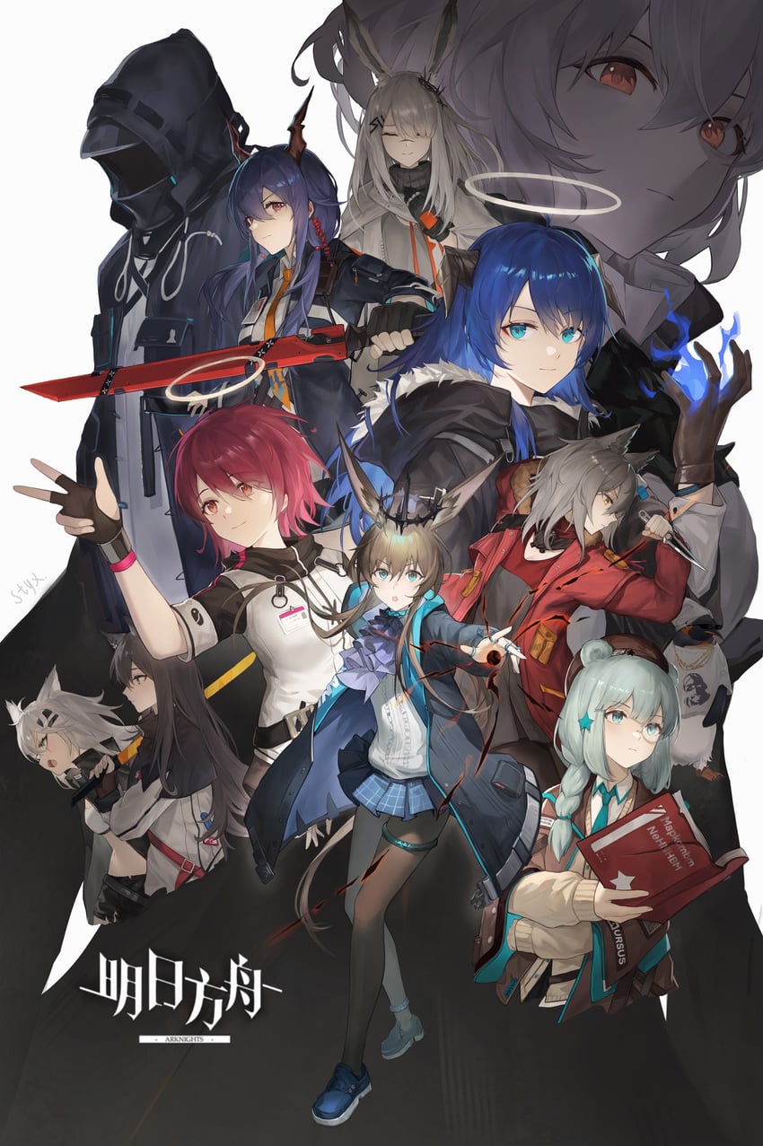doctor, amiya, texas, lappland, exusiai, and 6 more (arknights) drawn by styx_mo_yu