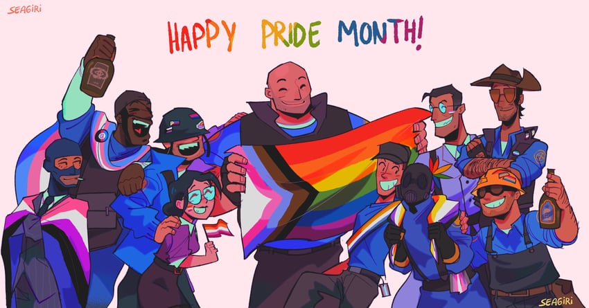 pyro, scout, engineer, medic, heavy, and 14 more (team fortress 2) drawn by seagiri