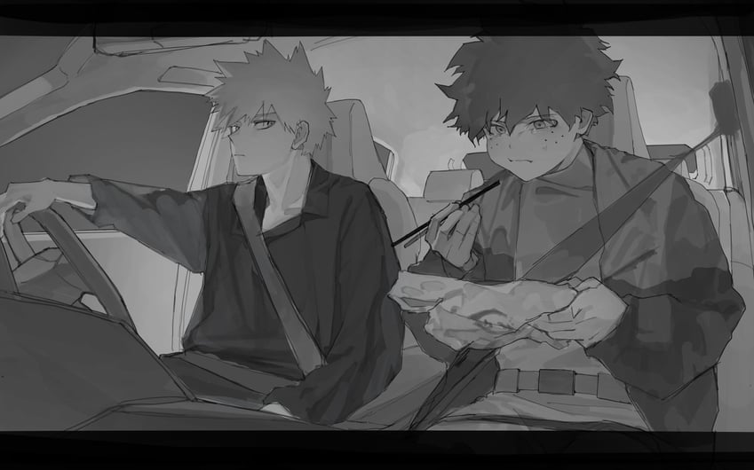 midoriya izuku and bakugou katsuki (boku no hero academia) drawn by cut_(nifuhami_35)