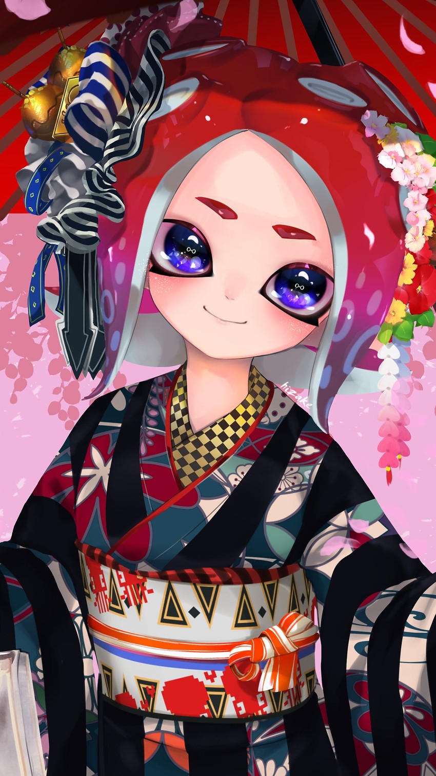 octoling player character and octoling girl (splatoon and 2 more) drawn by kashu_(hizake)