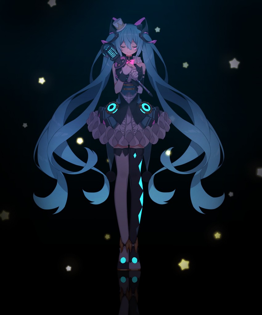 hatsune miku and magical mirai miku (vocaloid and 1 more) drawn by hazakura_chikori