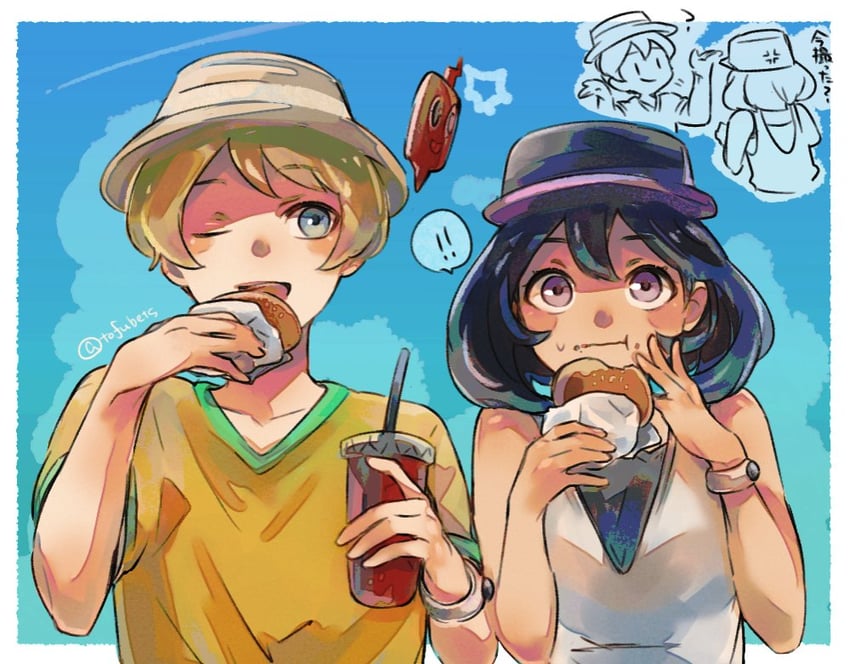 rotom, rotom phone, sina, and dexio (pokemon and 1 more) drawn by dongfeng_(tofubets)