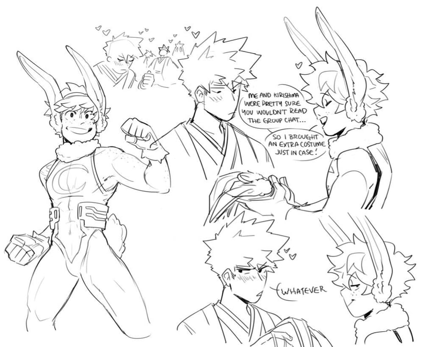 midoriya izuku, mirko, and bakugou katsuki (boku no hero academia) drawn by habkart