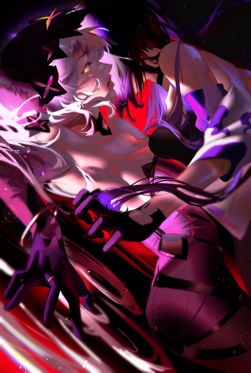 acheron and black swan (honkai and 1 more) drawn by uchiha_i_arts