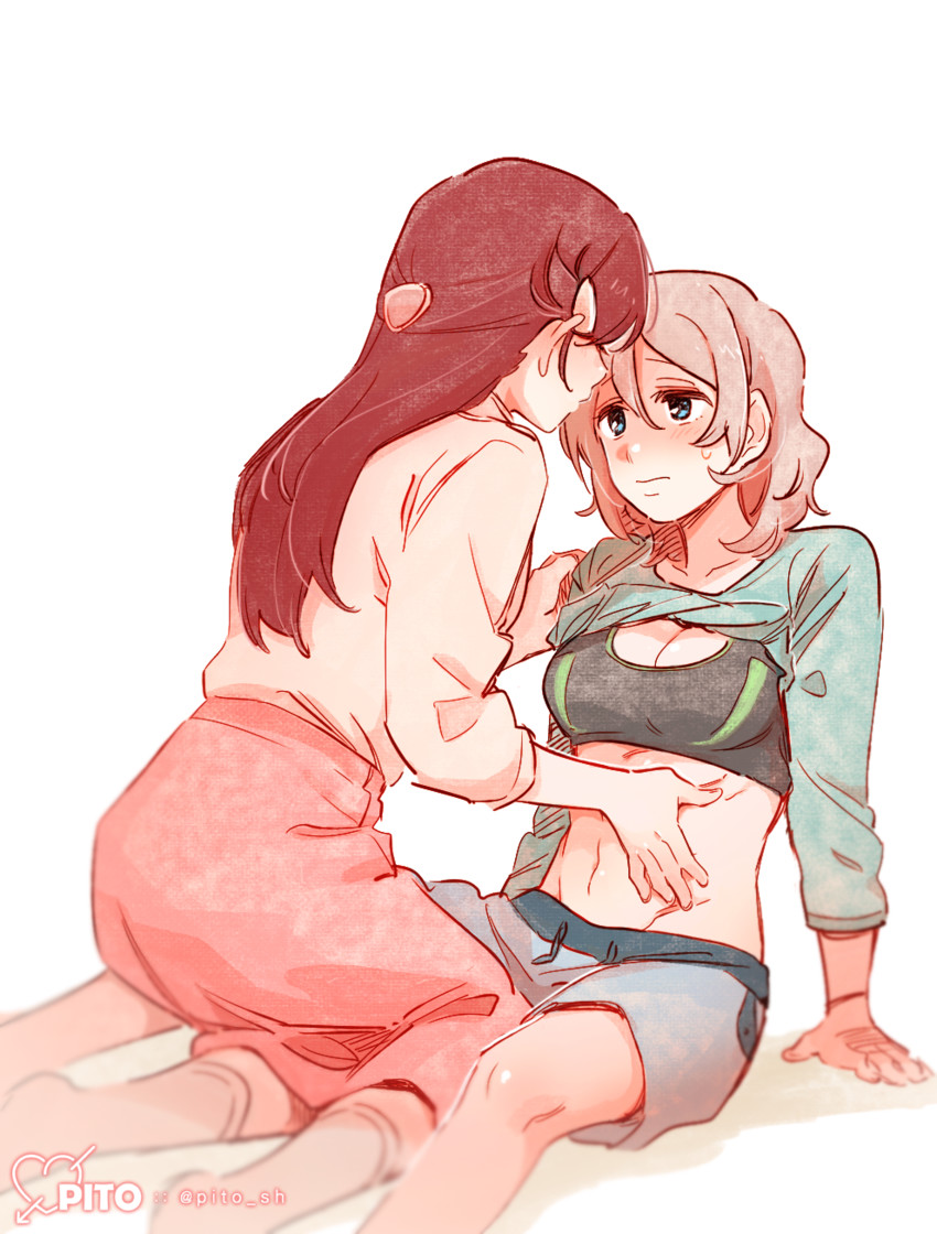 watanabe you and sakurauchi riko (love live! and 1 more) drawn by pito_(sh02327)