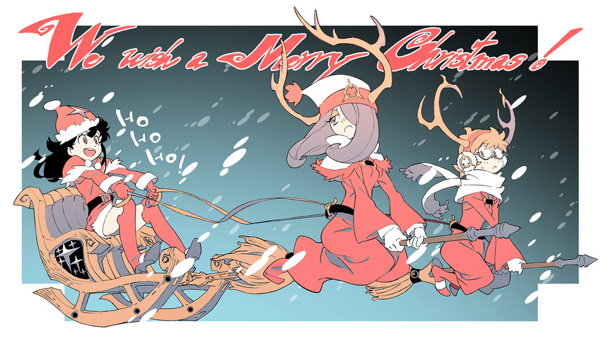 kagari atsuko, sucy manbavaran, and lotte jansson (little witch academia) drawn by yoshinari_you