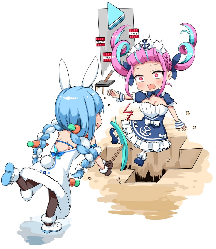usada pekora and minato aqua (hololive and 1 more) drawn by atahuta