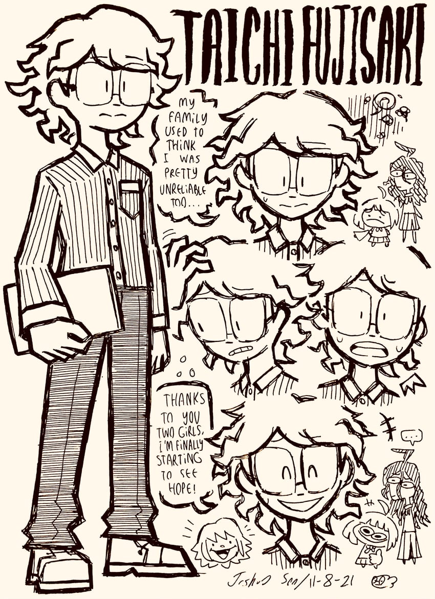 fujisaki chihiro, fukawa toko, naegi komaru, and fujisaki taichi (danganronpa and 1 more) drawn by josh-s26