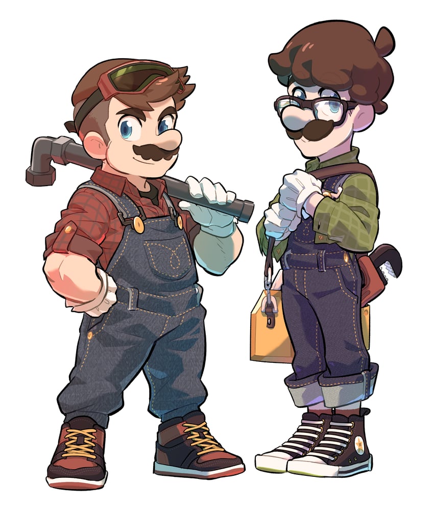 mario and luigi (mario and 1 more) drawn by redlhzz