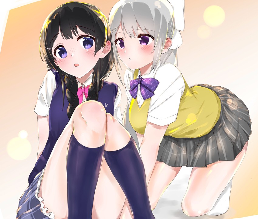 tsukino mito and higuchi kaede (nijisanji) drawn by kakeru_(kakeruanim)