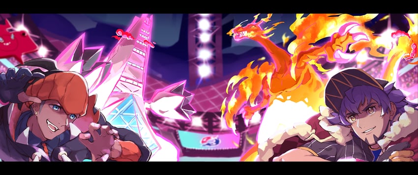 rotom, leon, raihan, rotom phone, duraludon, and 1 more (pokemon and 1 more) drawn by chikiso