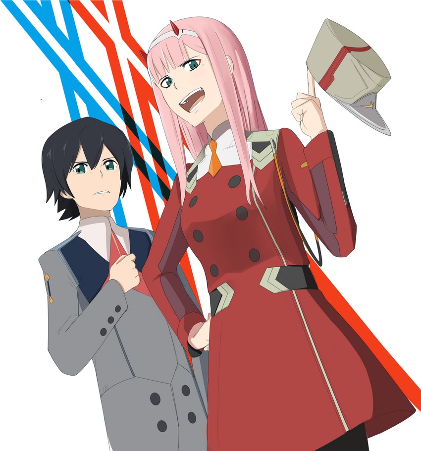 zero two and hiro (darling in the franxx) drawn by i211
