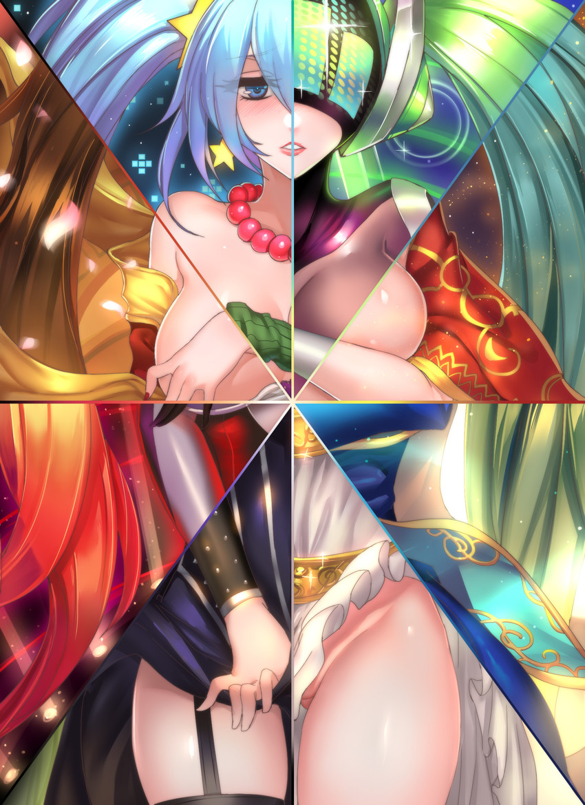 sona, arcade sona, dj sona, pentakill sona, guqin sona, and 2 more (league of legends) drawn by pd_(pdpdlv1)
