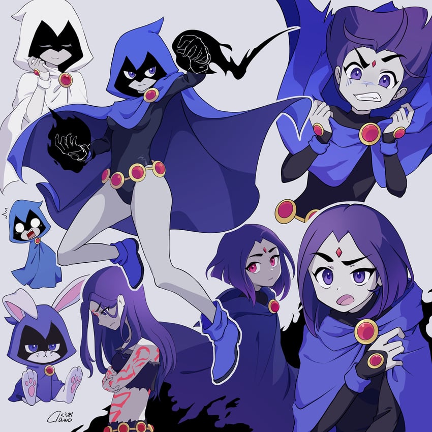 raven and white raven (dc comics and 2 more) drawn by urucra