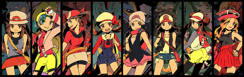 dawn, may, rosa, hilda, serena, and 10 more (pokemon and 8 more) drawn by mizuto_(o96ap)