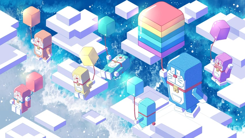 doraemon (minecraft and 1 more) drawn by banban953