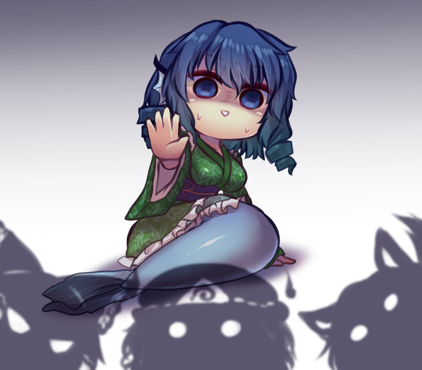 hakurei reimu, saigyouji yuyuko, imaizumi kagerou, and wakasagihime (touhou) drawn by unime_seaflower