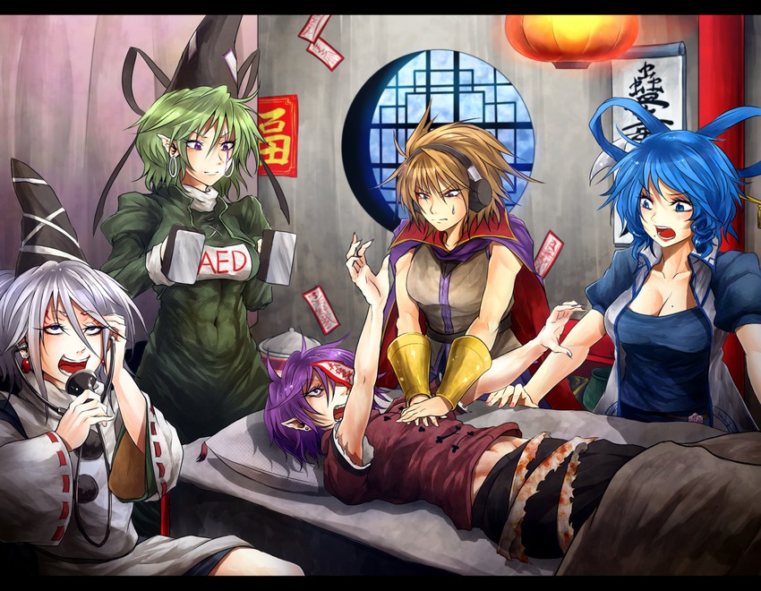 toyosatomimi no miko, mononobe no futo, kaku seiga, miyako yoshika, and soga no tojiko (touhou) drawn by ryuuichi_(f_dragon)