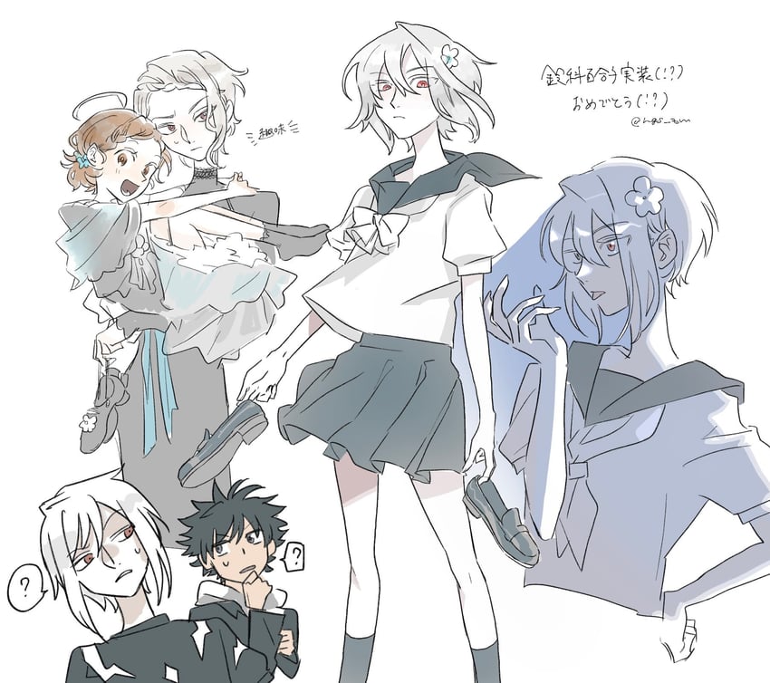 kamijou touma, accelerator, last order, and suzushina yuriko (toaru majutsu no index and 1 more) drawn by toooka