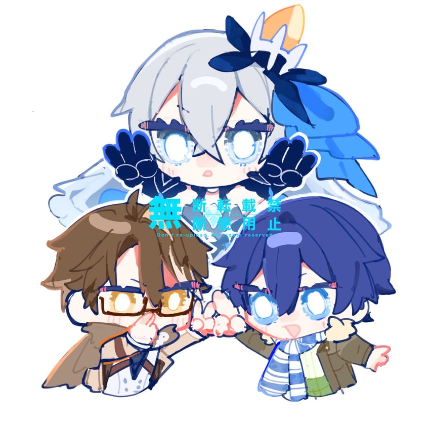 bronya zaychik, welt yang, and welt joyce (honkai and 1 more) drawn by nyayou_amanatto