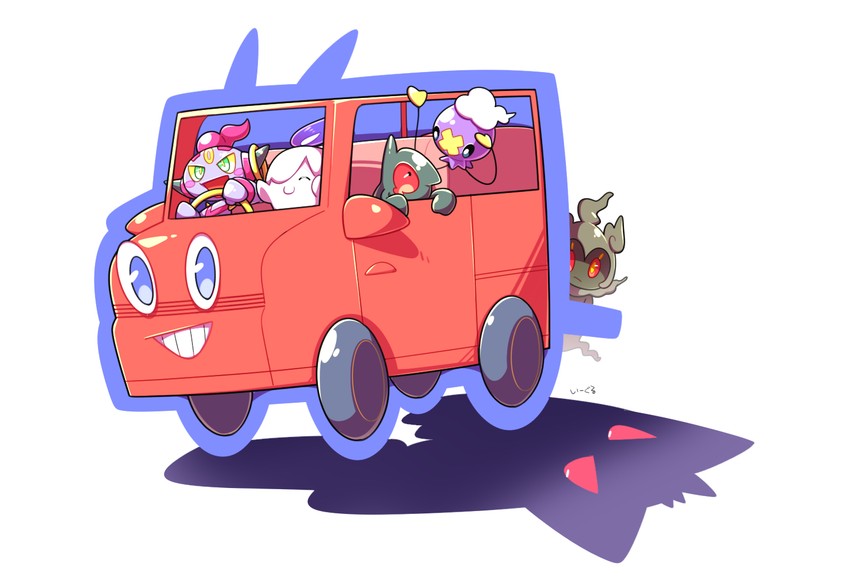 rotom, gengar, litwick, hoopa, yamask, and 1 more (pokemon) drawn by eagle_(pixiv8177028)